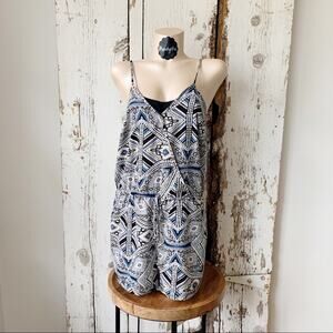 Mossimo patterned black & white & blue & cream romper